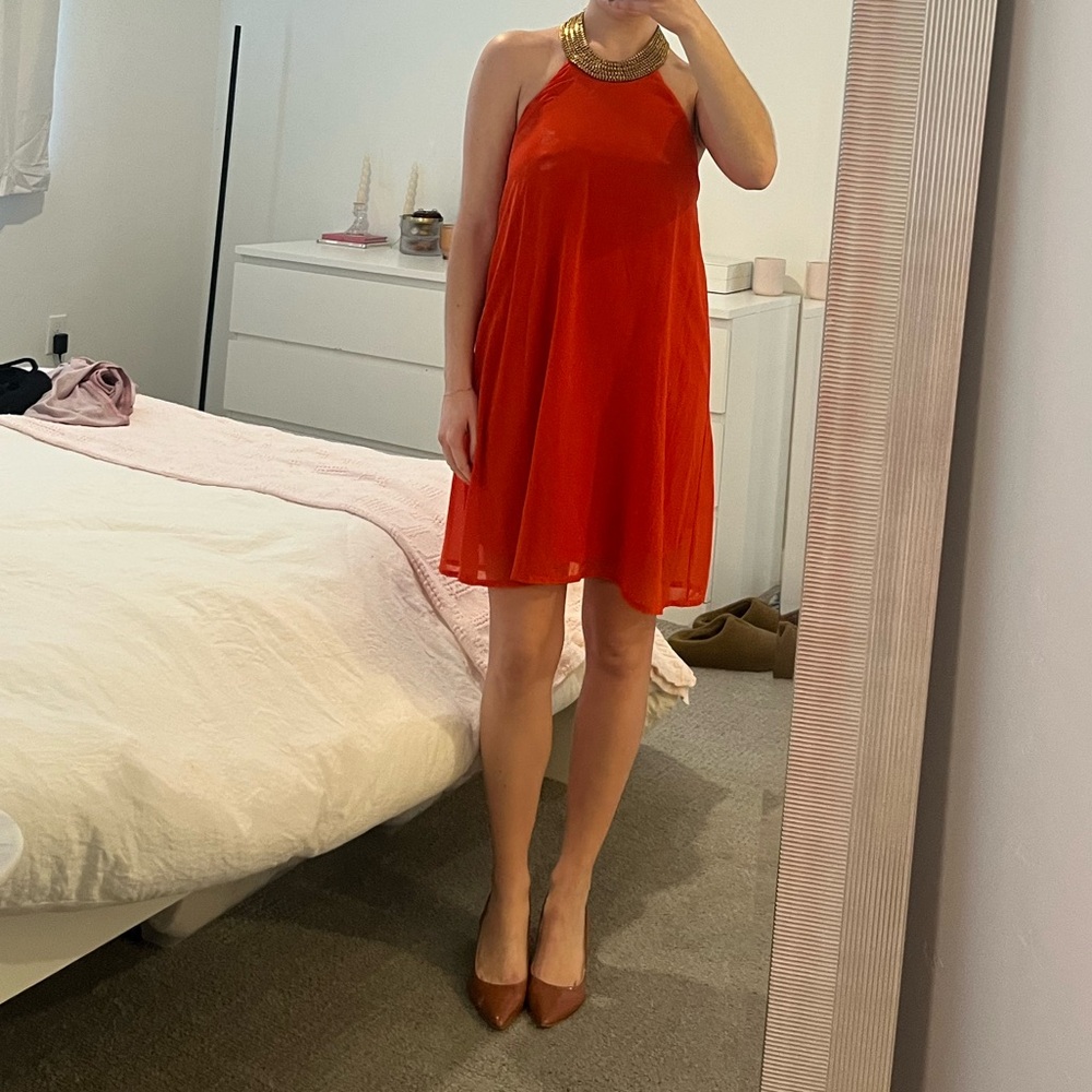 Burnt Orange Halter Dress